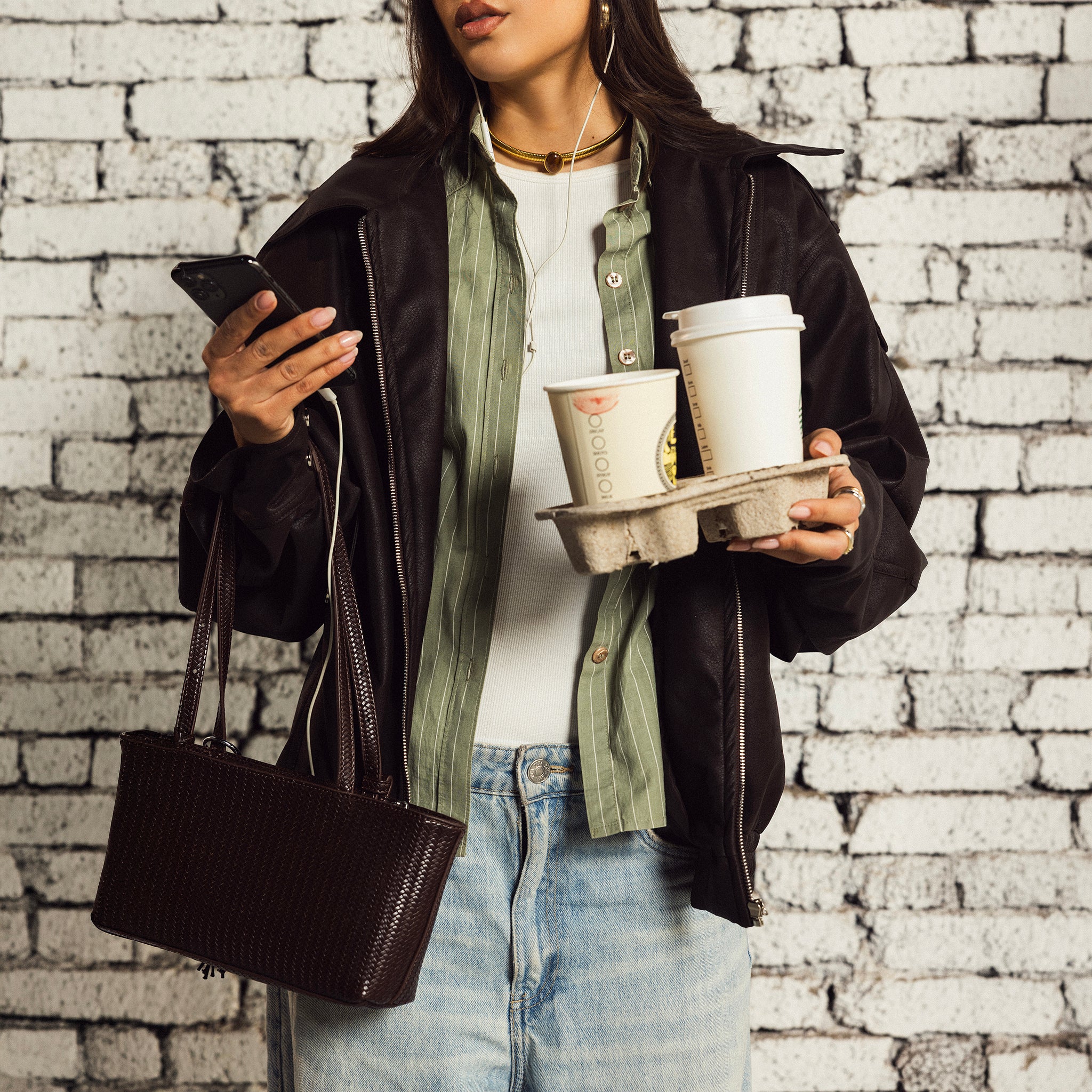 The overpass leather jacket  Brown