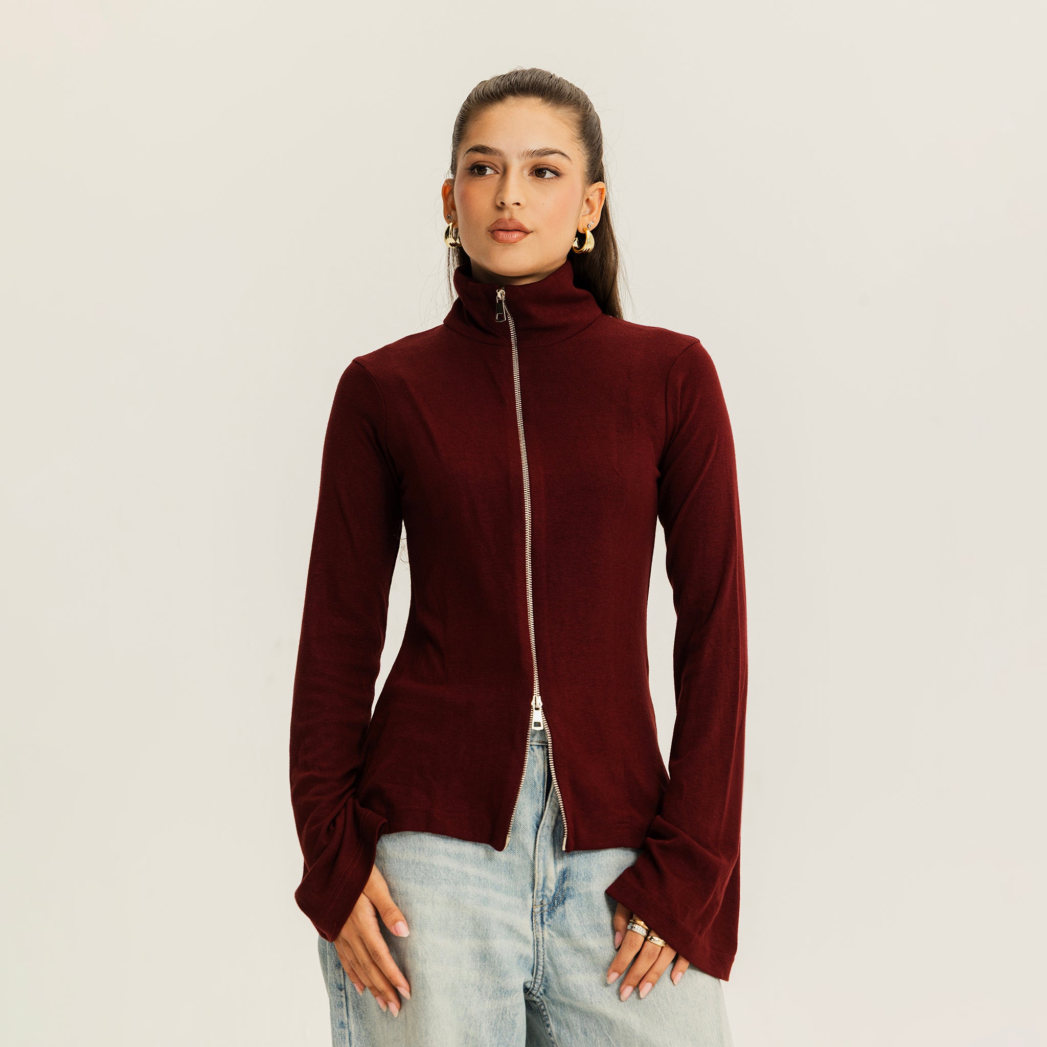 The fast lane top Burgundy