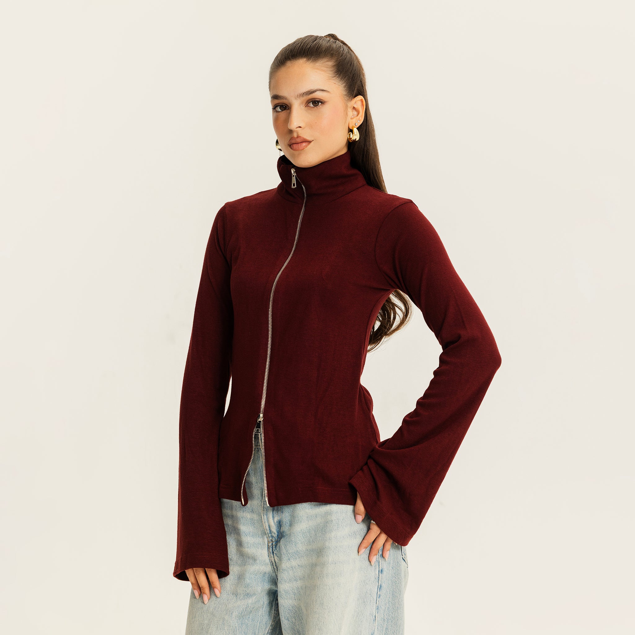 The fast lane top Burgundy