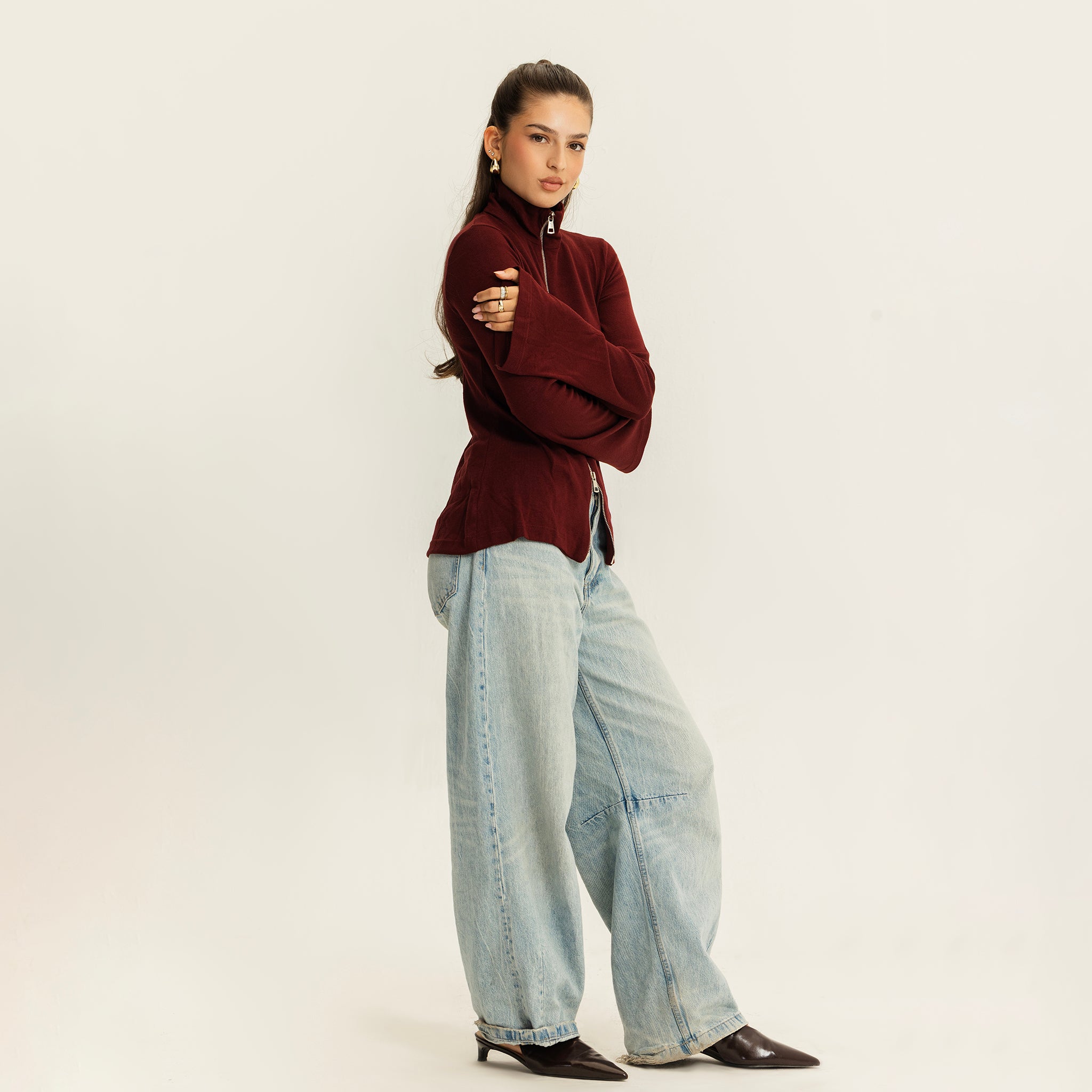 The fast lane top Burgundy