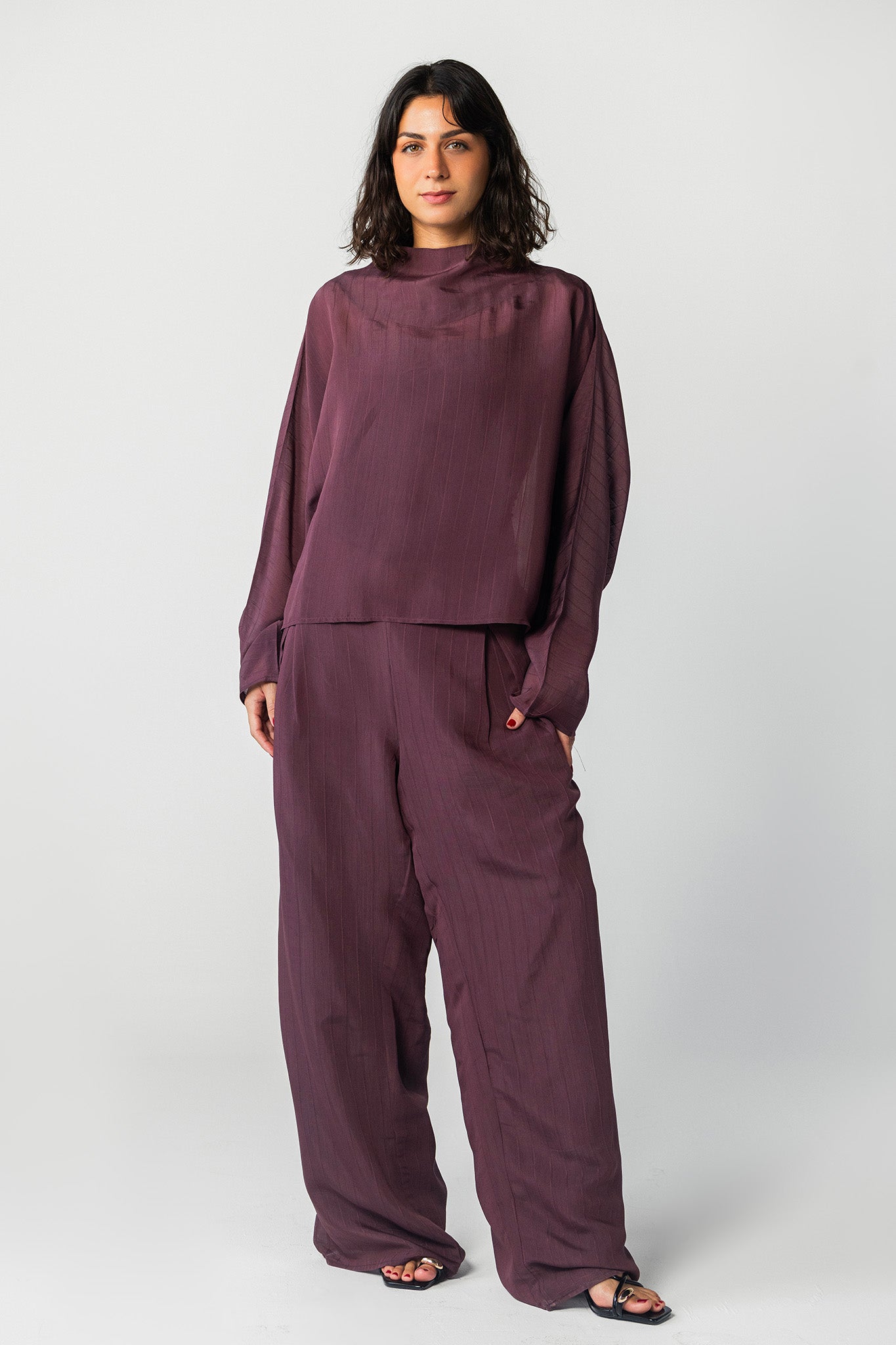 The Eclipse Drape Top burgundy