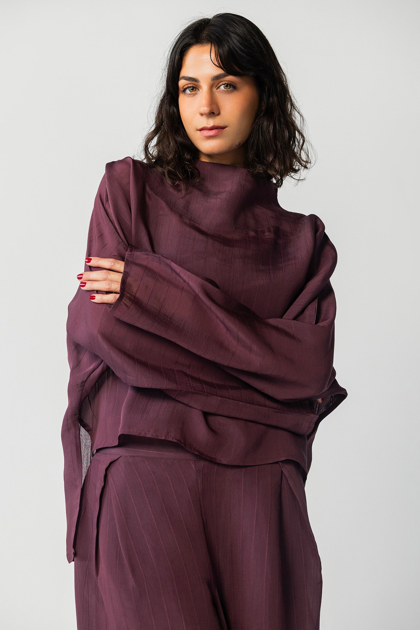 The Eclipse Drape Top burgundy