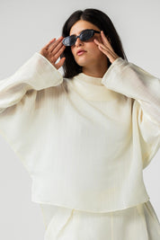 The Eclipse Drape Top off white