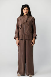 The Ash brown High-Collar Jacket