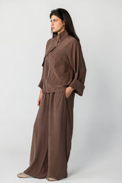 The Ash brown High-Collar Jacket
