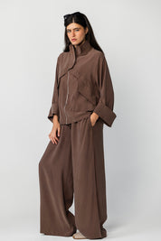 The Ash brown High-Collar Jacket