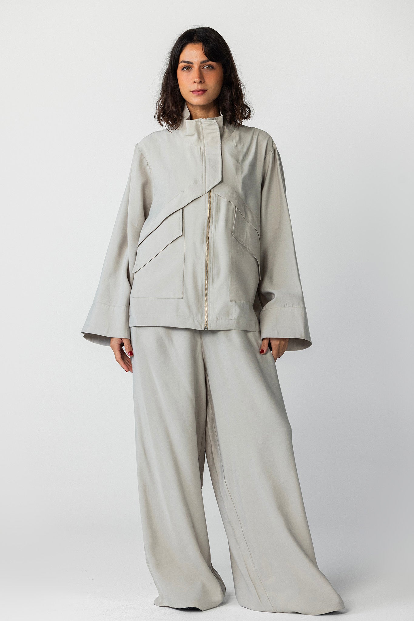 The Ash Grey High-Collar Jacket
