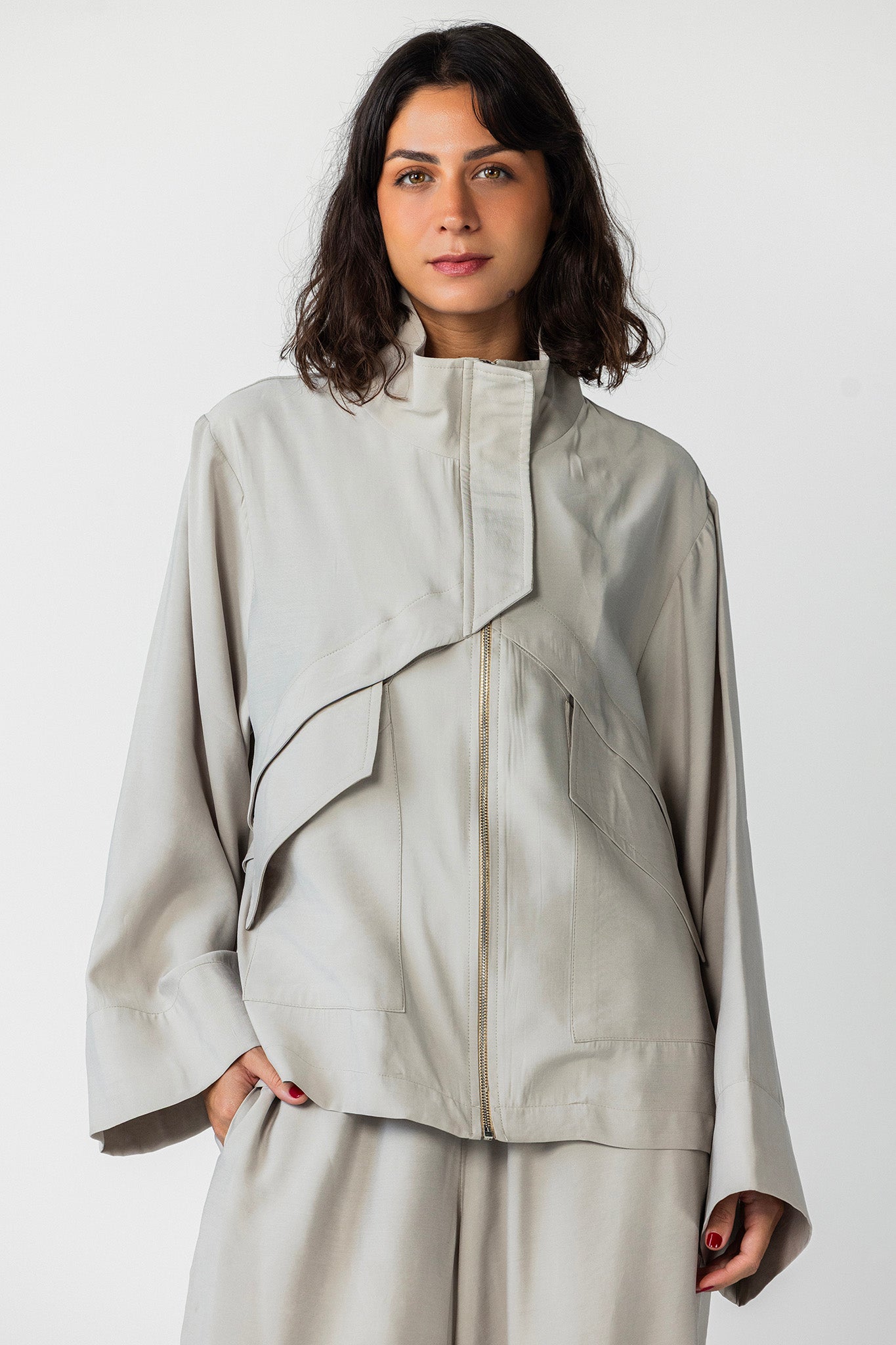 The Ash Grey High-Collar Jacket