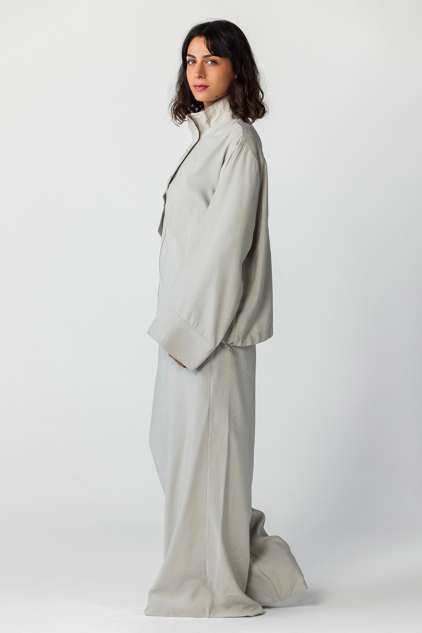 The Ash Grey High-Collar Jacket