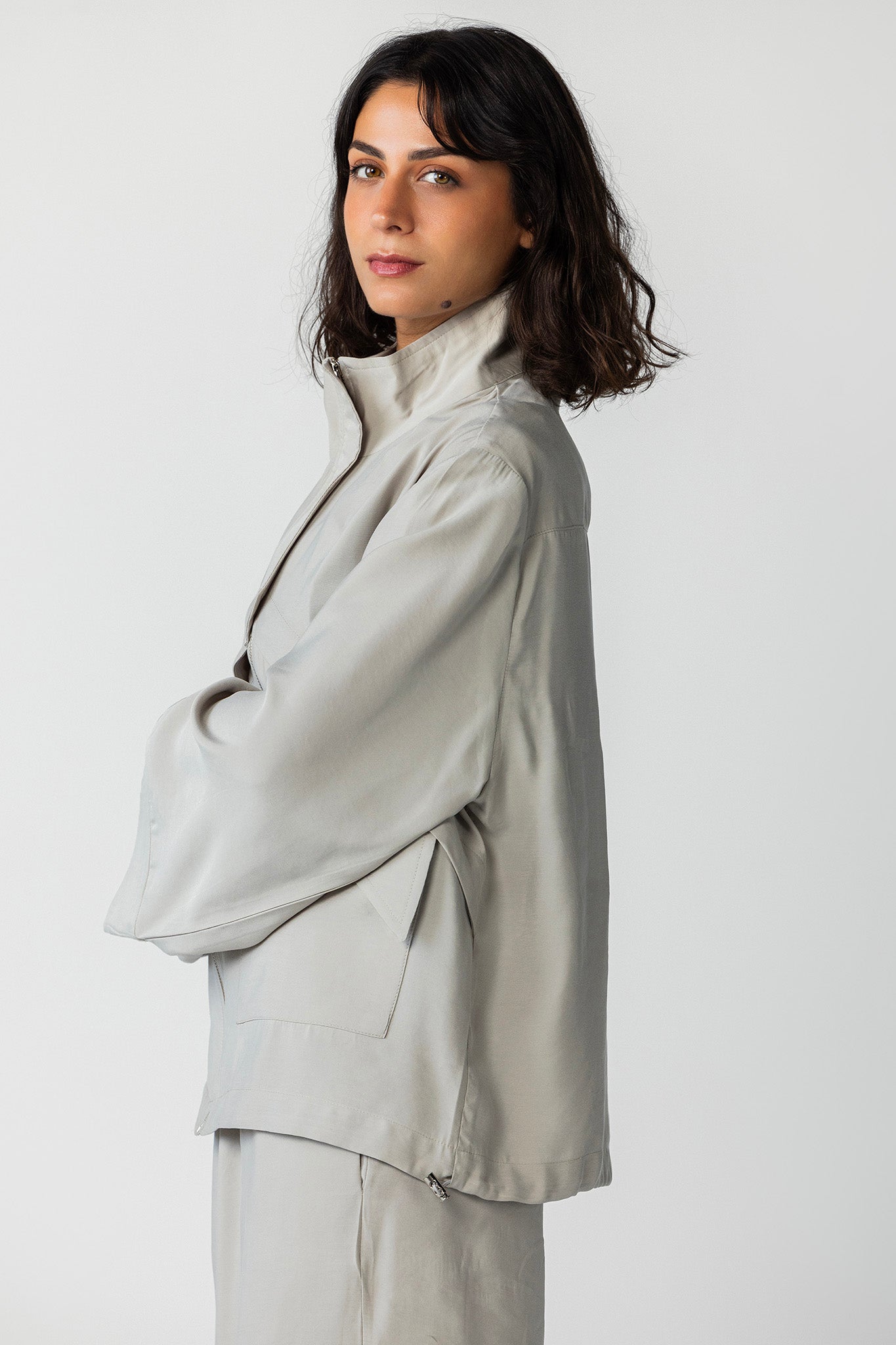 The Ash Grey High-Collar Jacket
