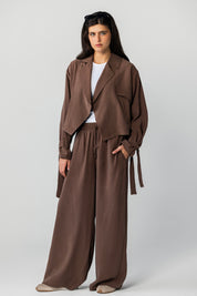 The Draped Epaulet Jacket brown