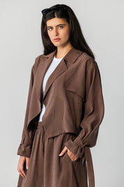 The Draped Epaulet Jacket brown