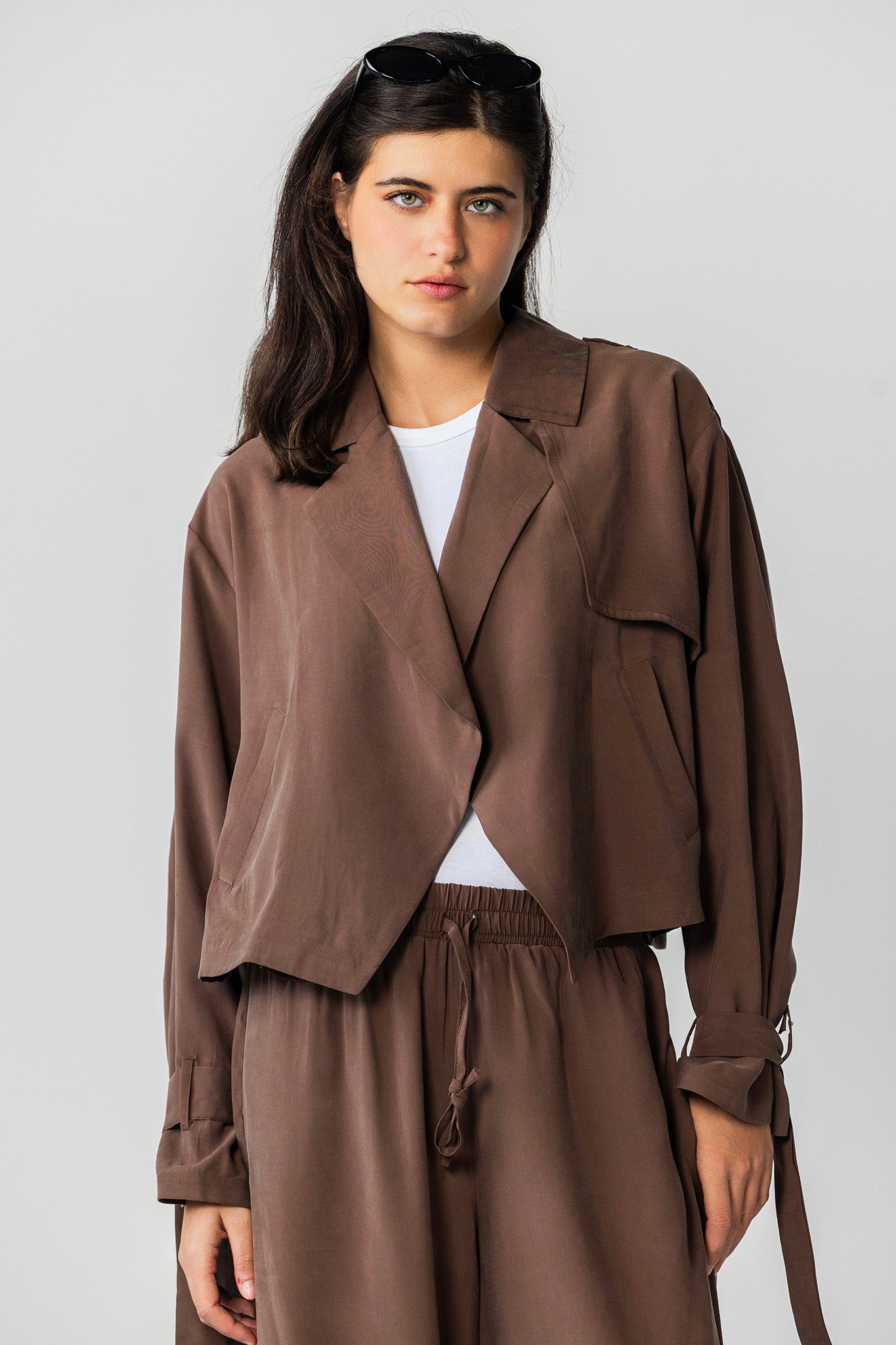 The Draped Epaulet Jacket brown