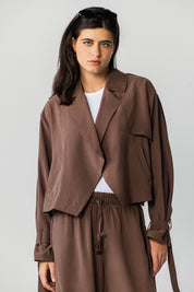 The Draped Epaulet Jacket brown
