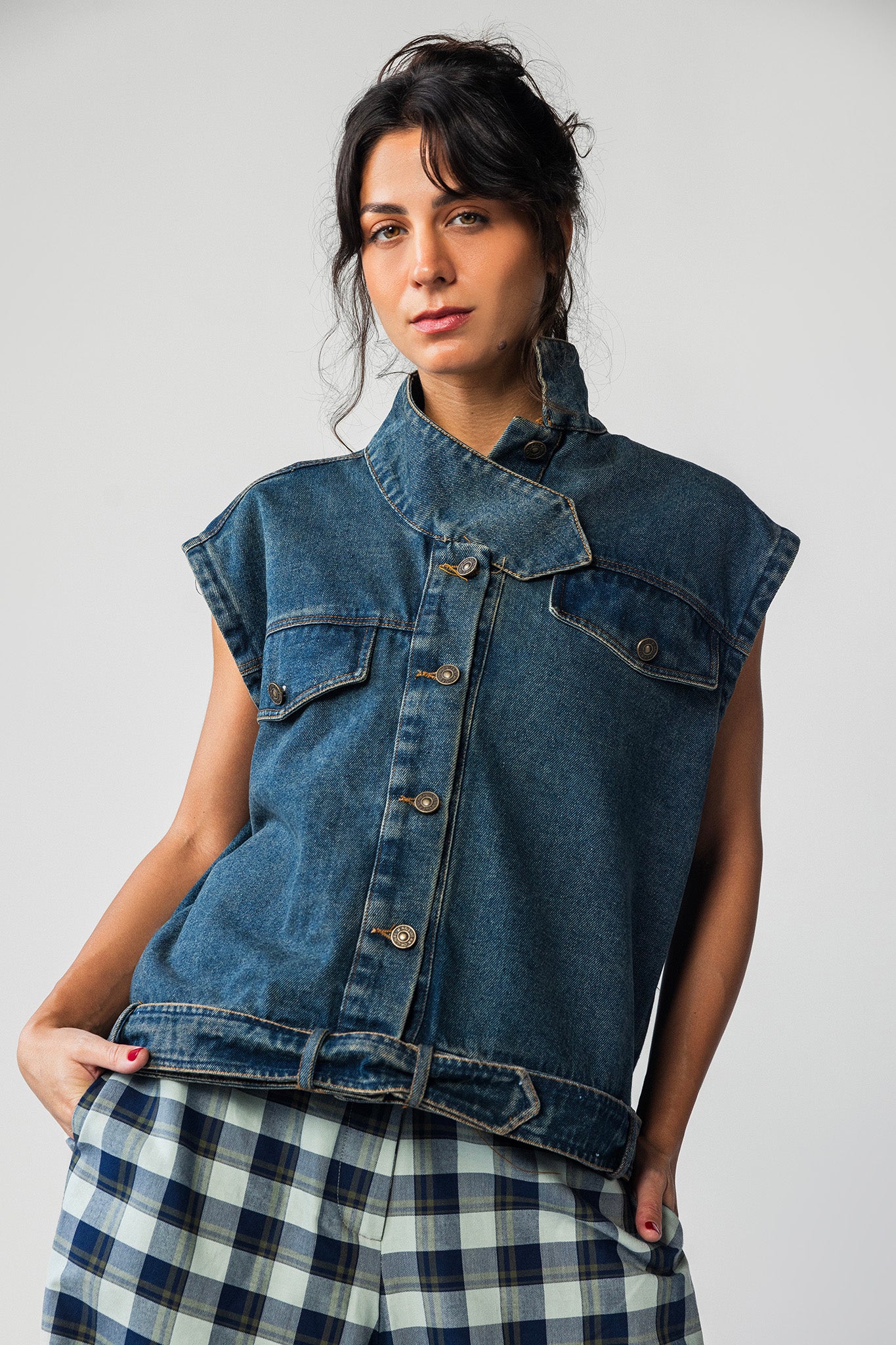 The Asym Denim vest