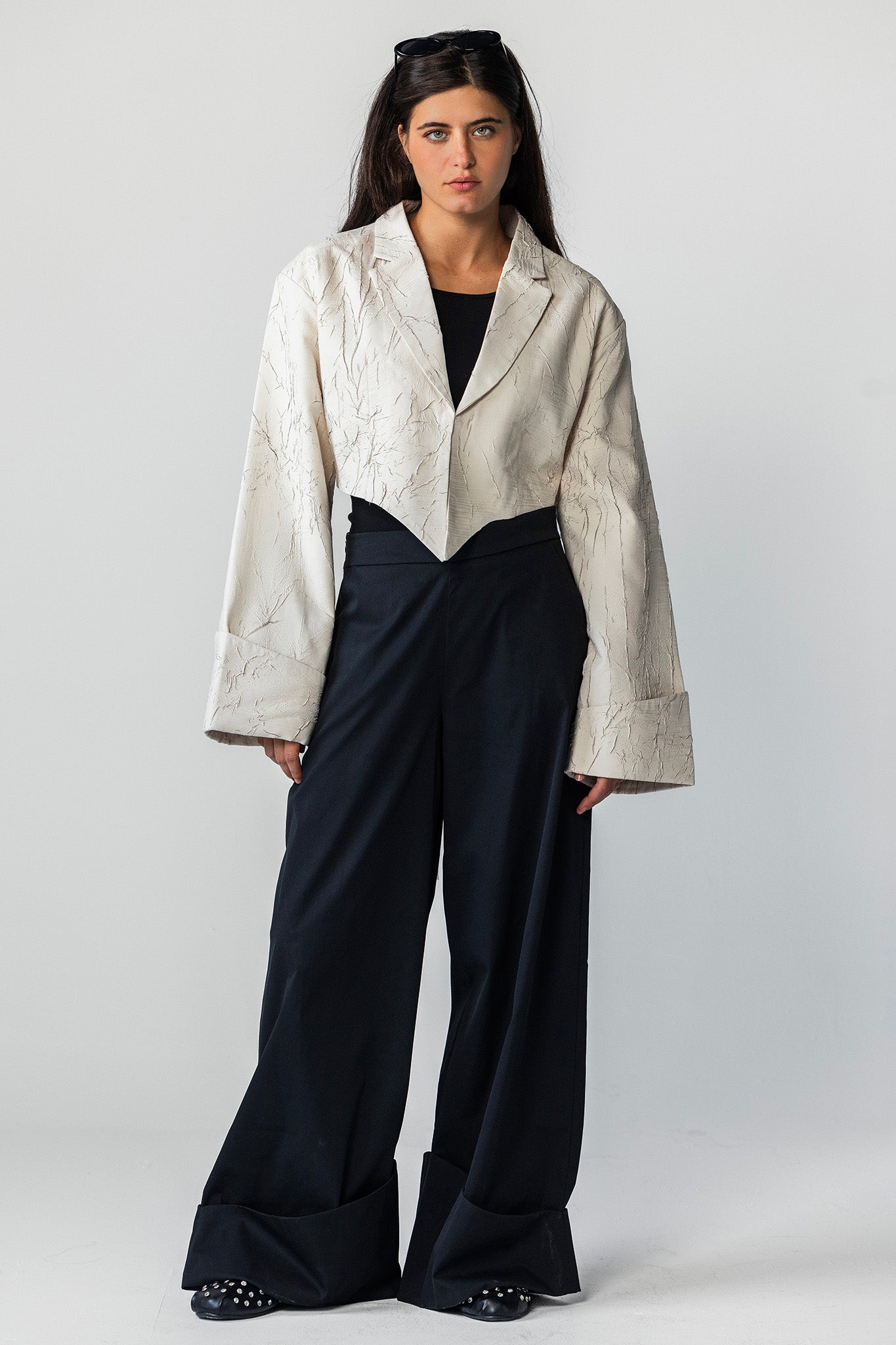 The Sculpted Crinkle Cropped Blazer