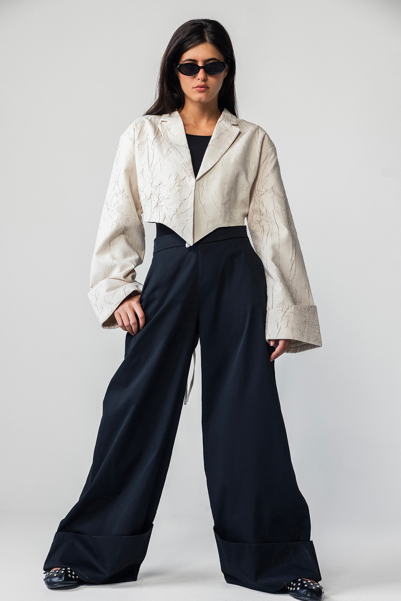 The Sculpted Crinkle Cropped Blazer