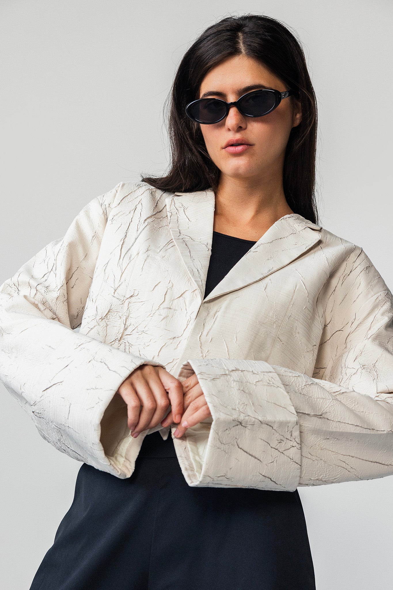 The Sculpted Crinkle Cropped Blazer
