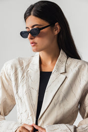 The Sculpted Crinkle Cropped Blazer