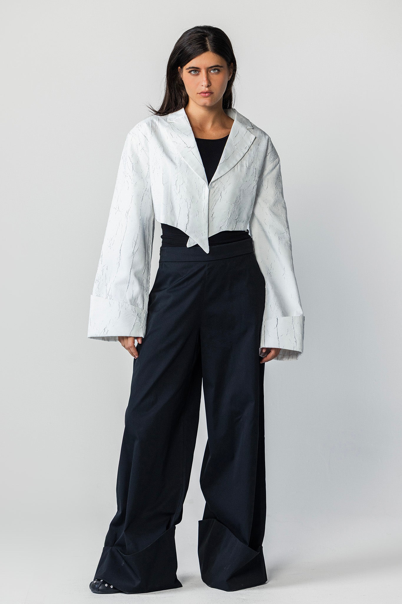 The Sculpted Crinkle Cropped Blazer