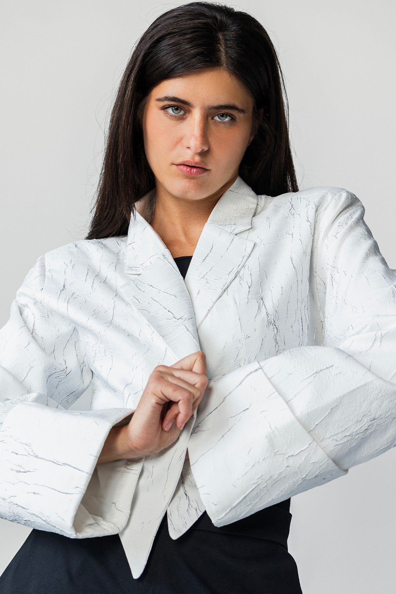 The Sculpted Crinkle Cropped Blazer