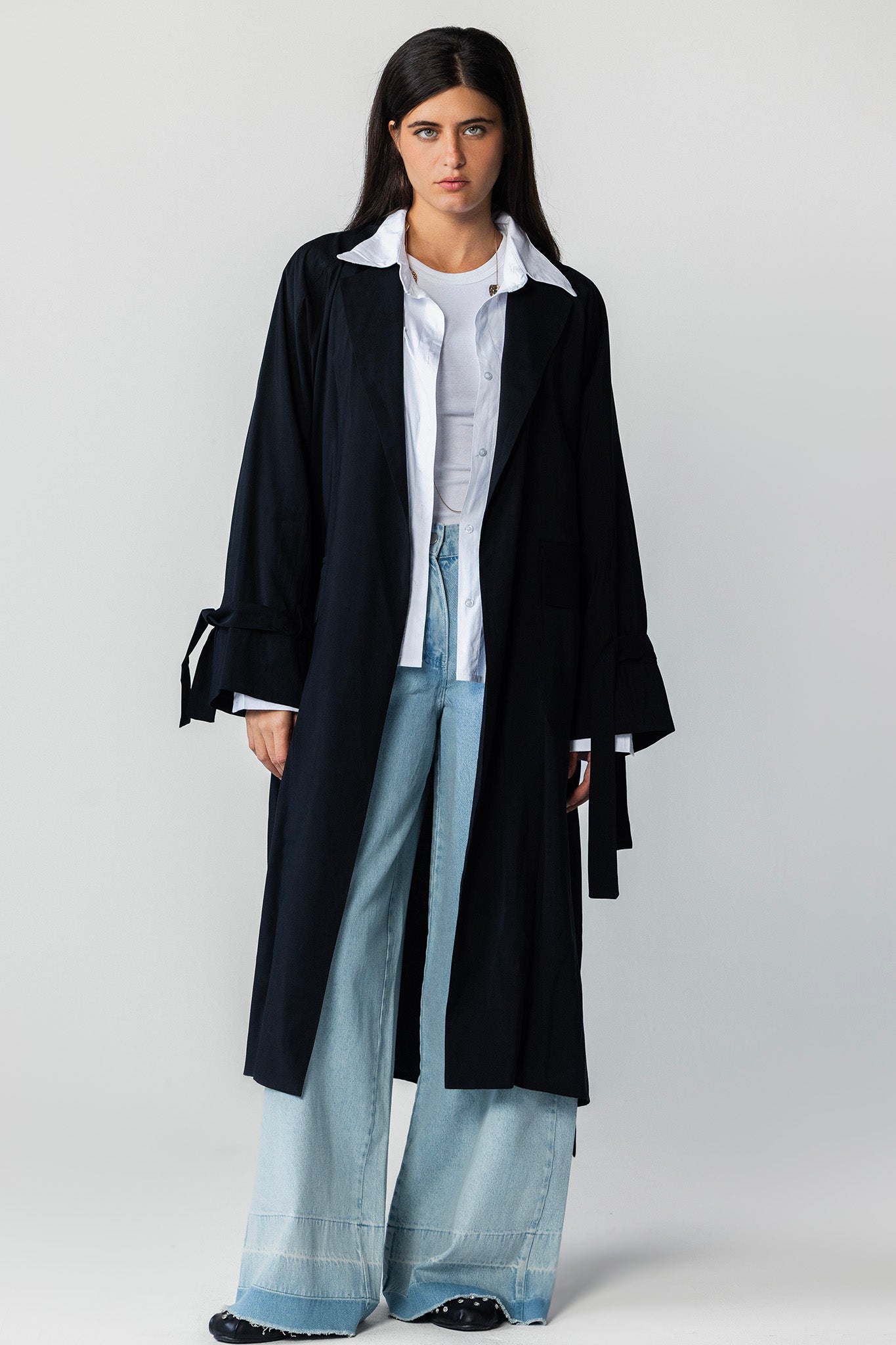 The Onyx Longline Duster Coat black