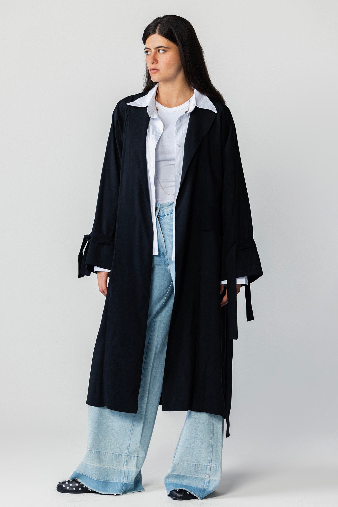 The Onyx Longline Duster Coat black