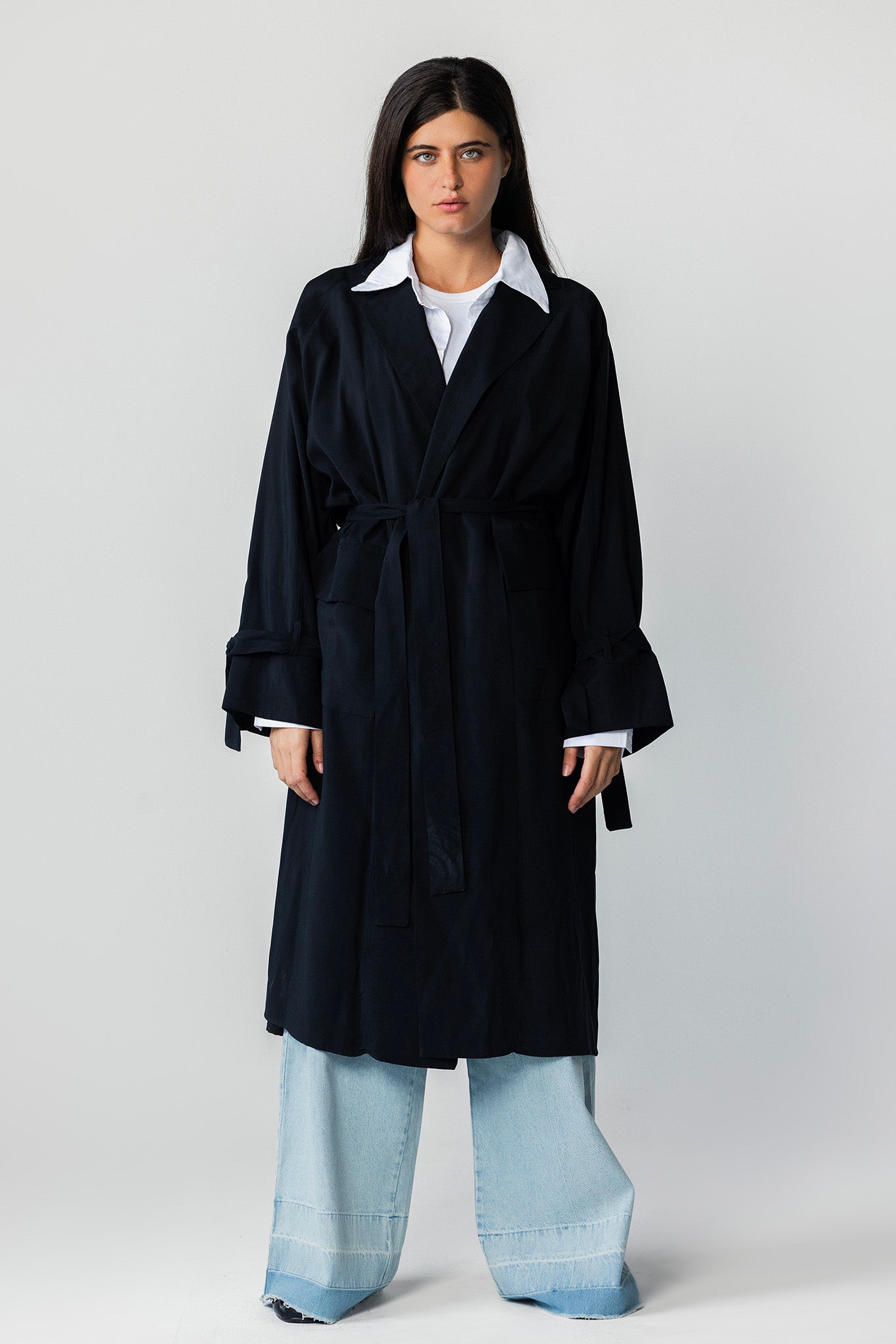 The Onyx Longline Duster Coat black