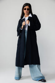 The Onyx Longline Duster Coat black