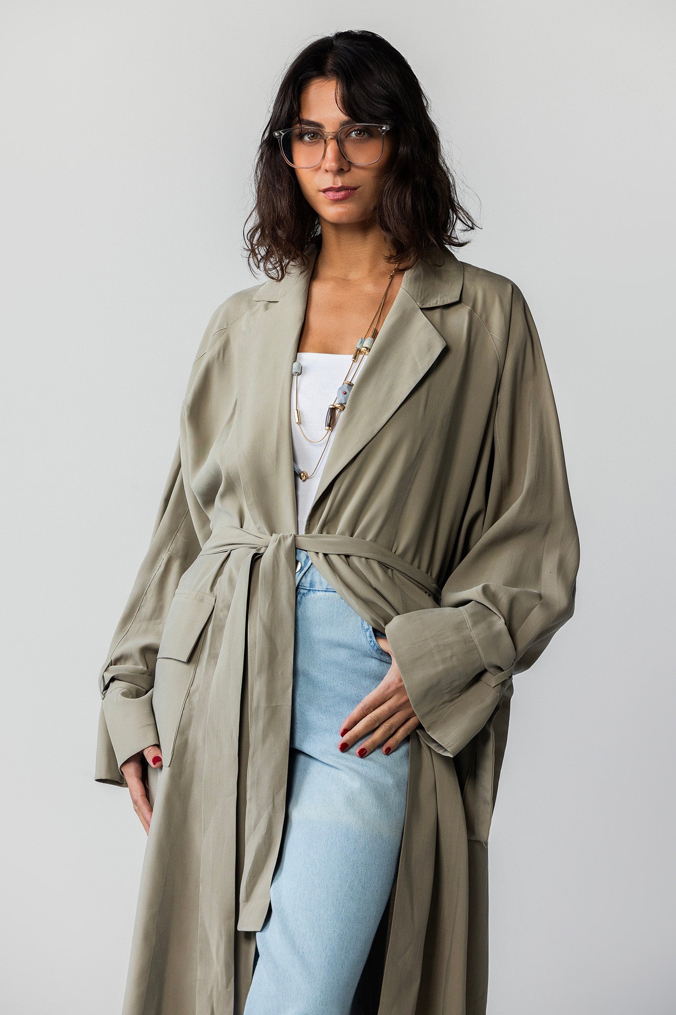 The Onyx Longline Duster Coat BEIGE