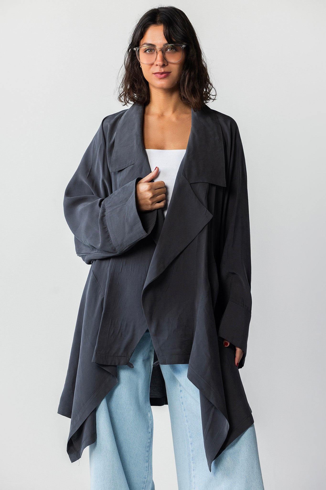 The Charcoal Draped Waterfall Jacket gray