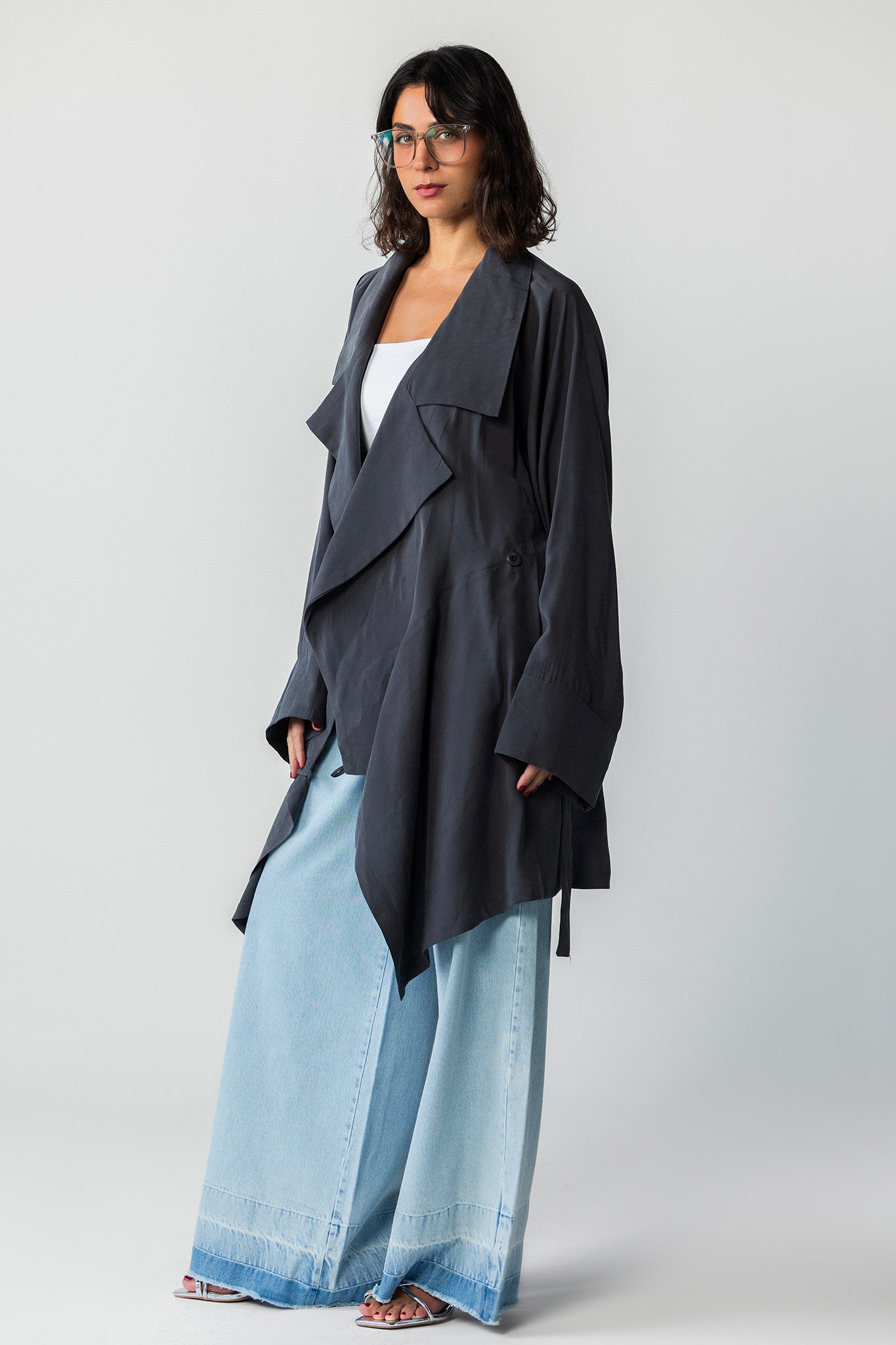 The Charcoal Draped Waterfall Jacket gray