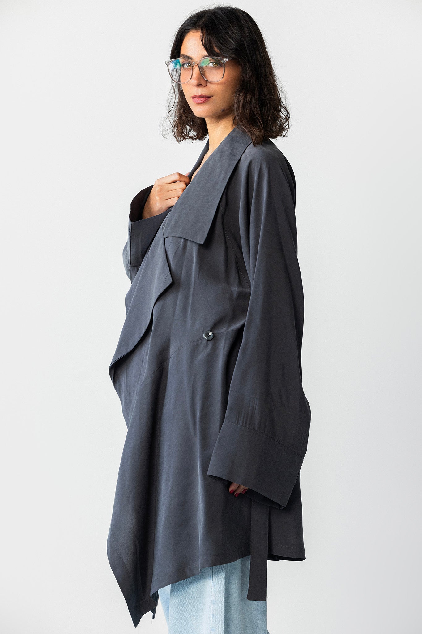 The Charcoal Draped Waterfall Jacket gray