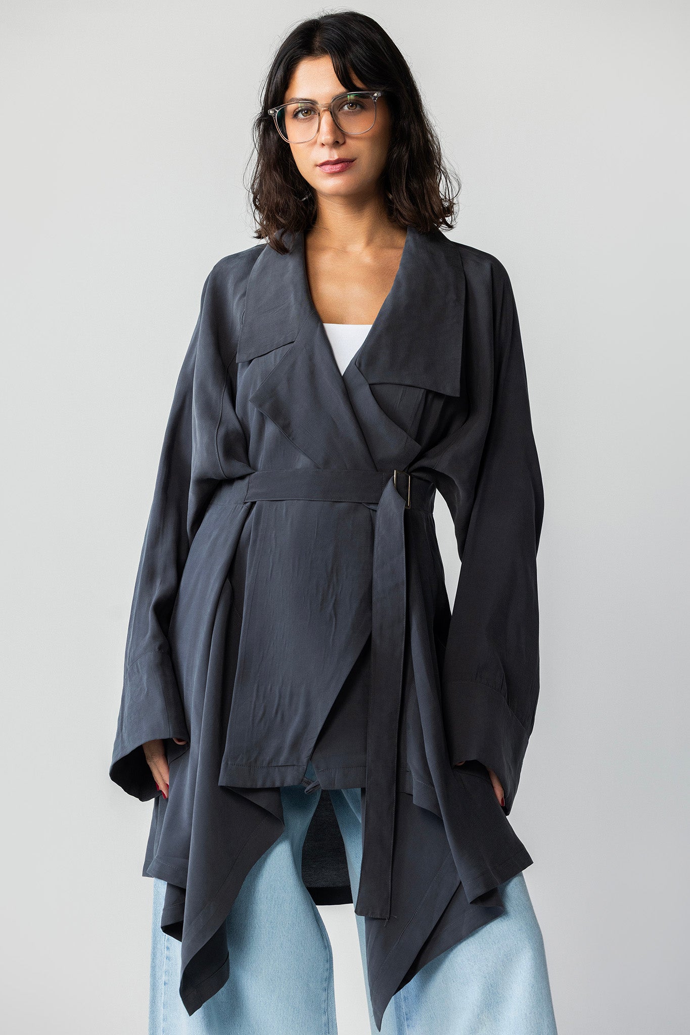 The Charcoal Draped Waterfall Jacket gray