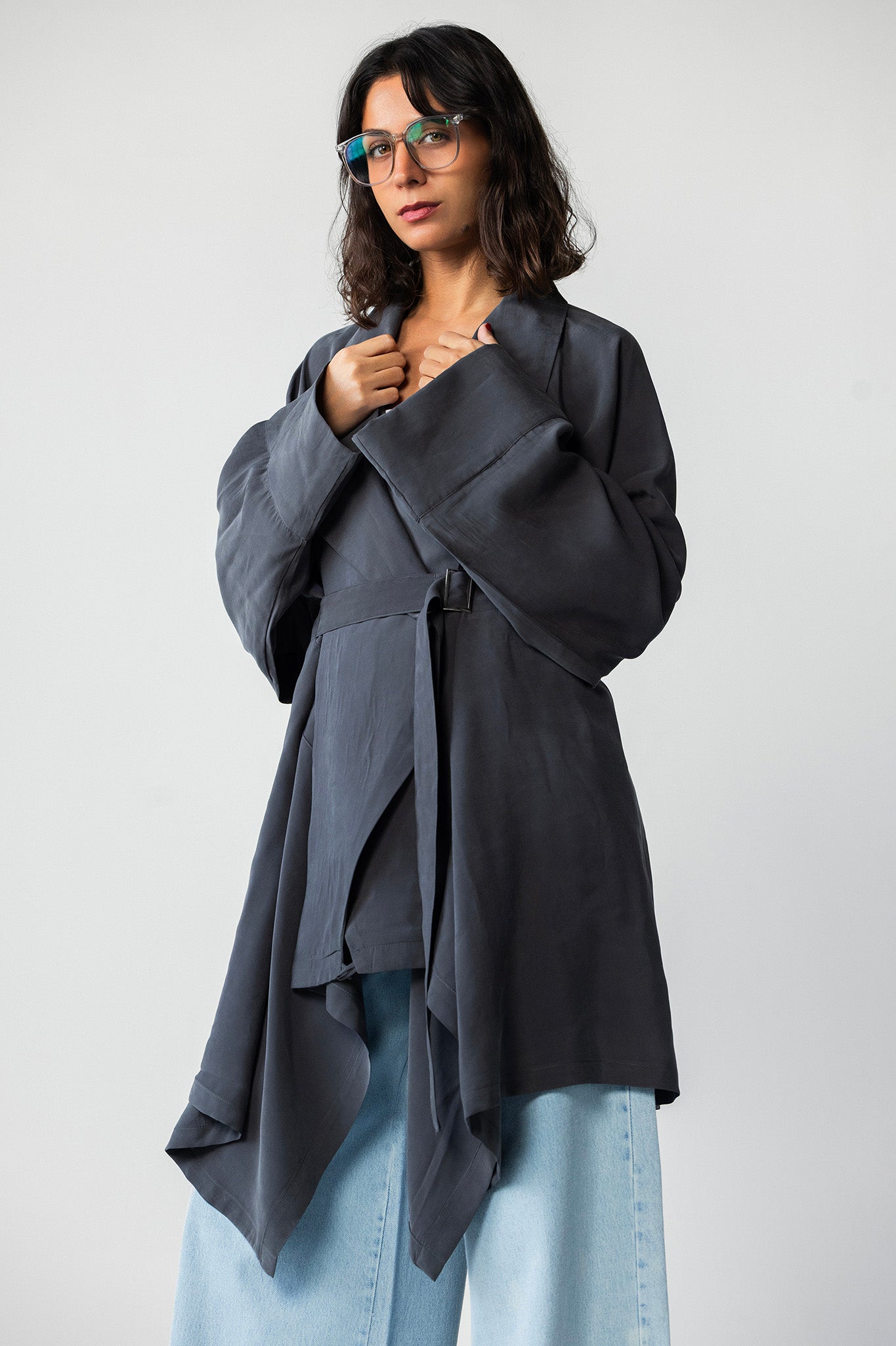 The Charcoal Draped Waterfall Jacket gray