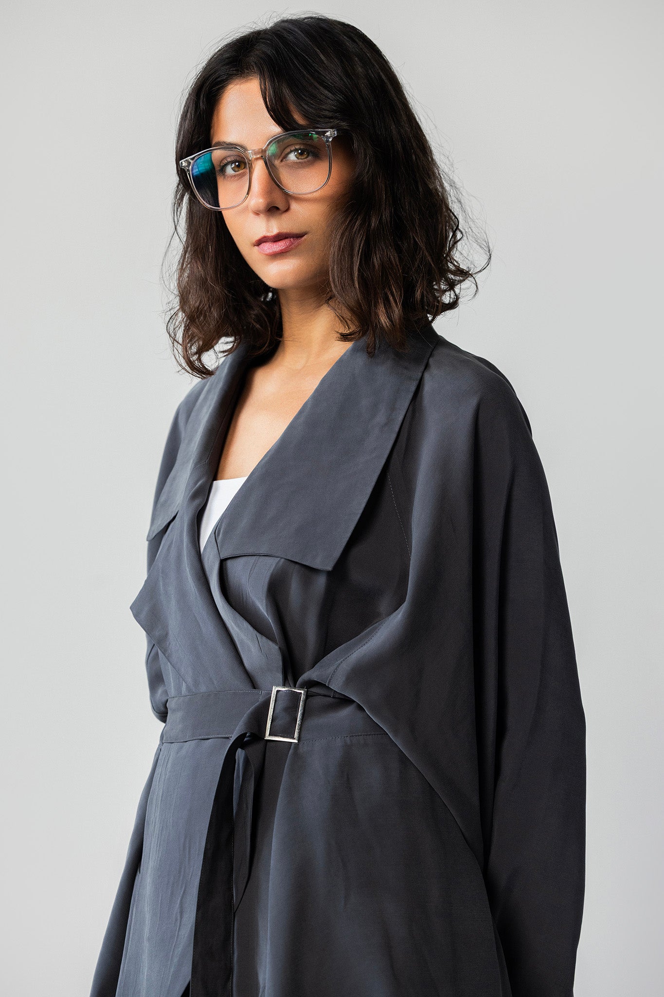 The Charcoal Draped Waterfall Jacket gray