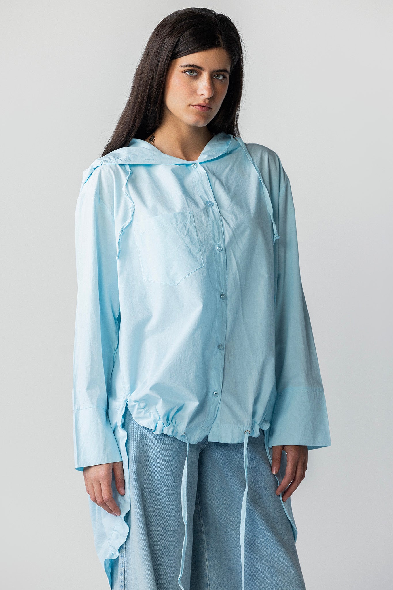 The Nomad Linen Hoodie aqua