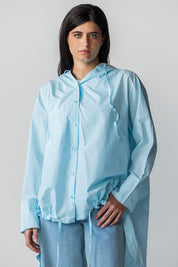 The Nomad Linen Hoodie aqua