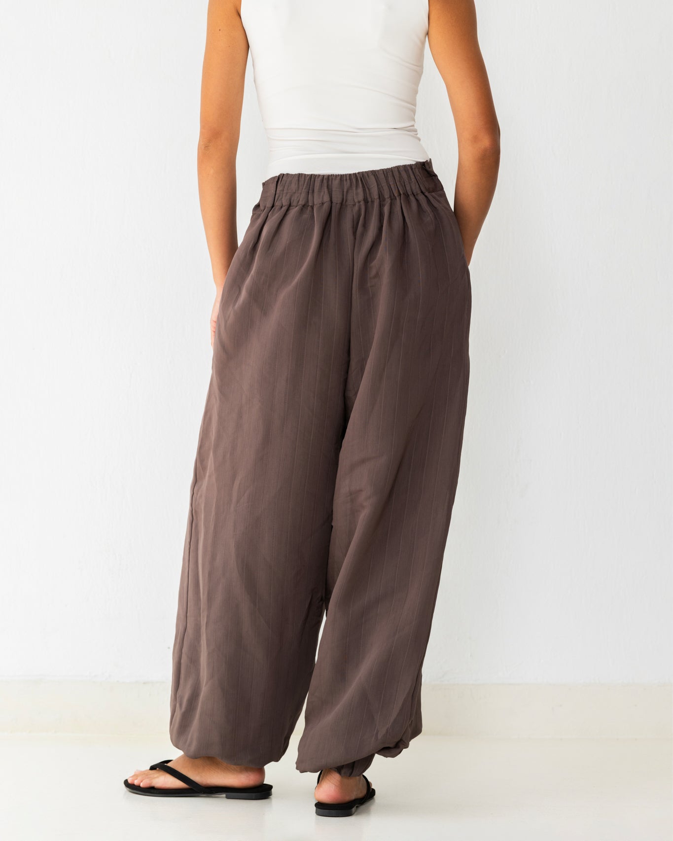 Pinstripe balloon pants
