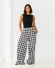 Checkered Wide-Leg Pants