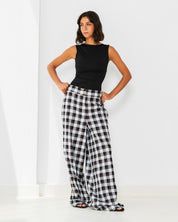 Checkered Wide-Leg Pants
