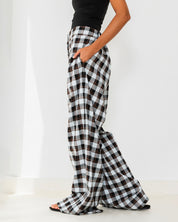 Checkered Wide-Leg Pants