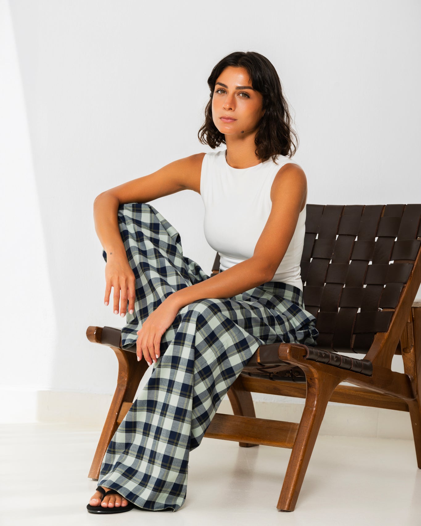 Checkered Wide-Leg pants