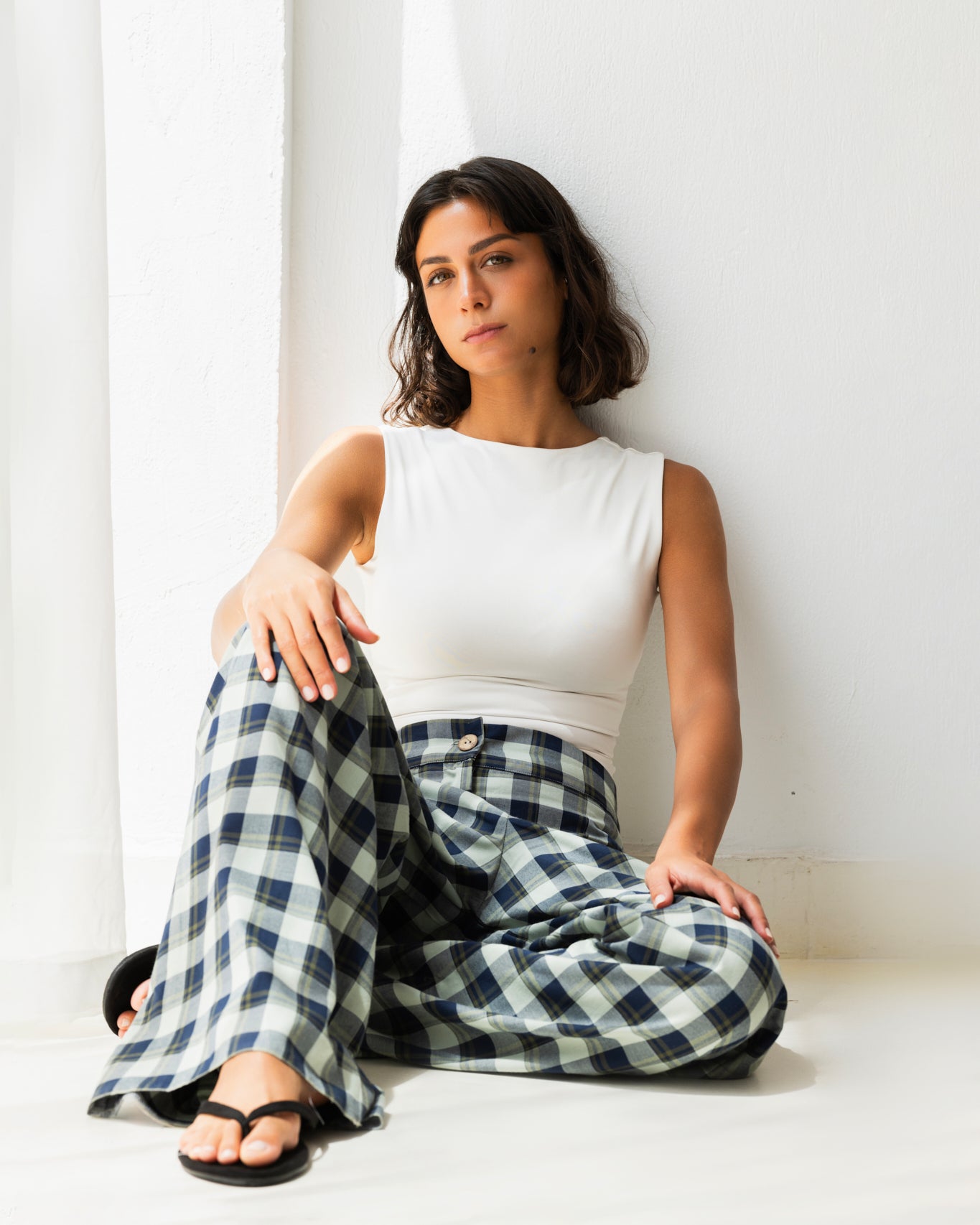 Checkered Wide-Leg pants