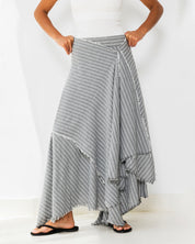 Striped Wrap Maxi Skirt