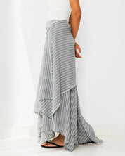 Striped Wrap Maxi Skirt