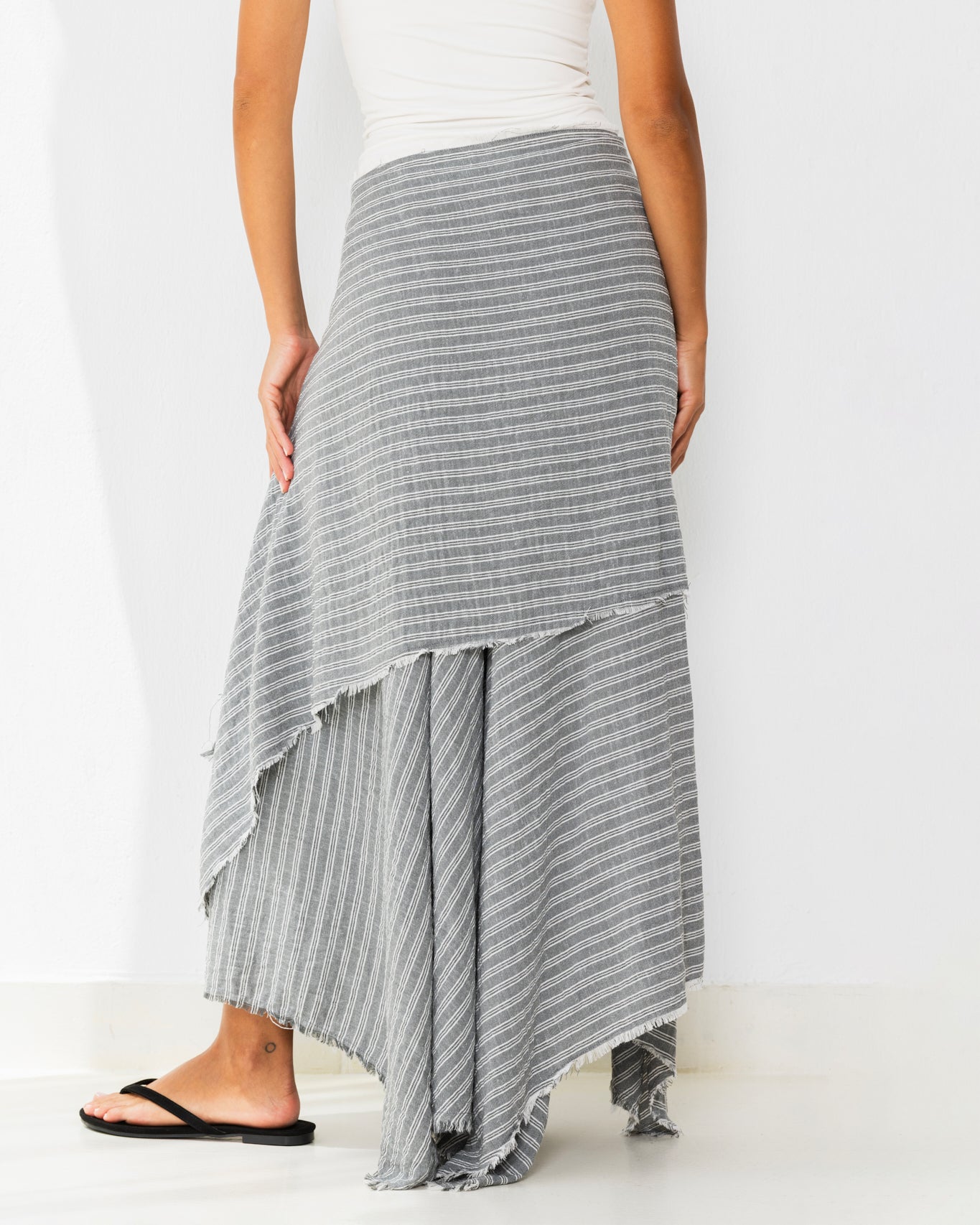 Striped Wrap Maxi Skirt