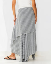 Striped Wrap Maxi Skirt