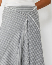 Striped Wrap Maxi Skirt