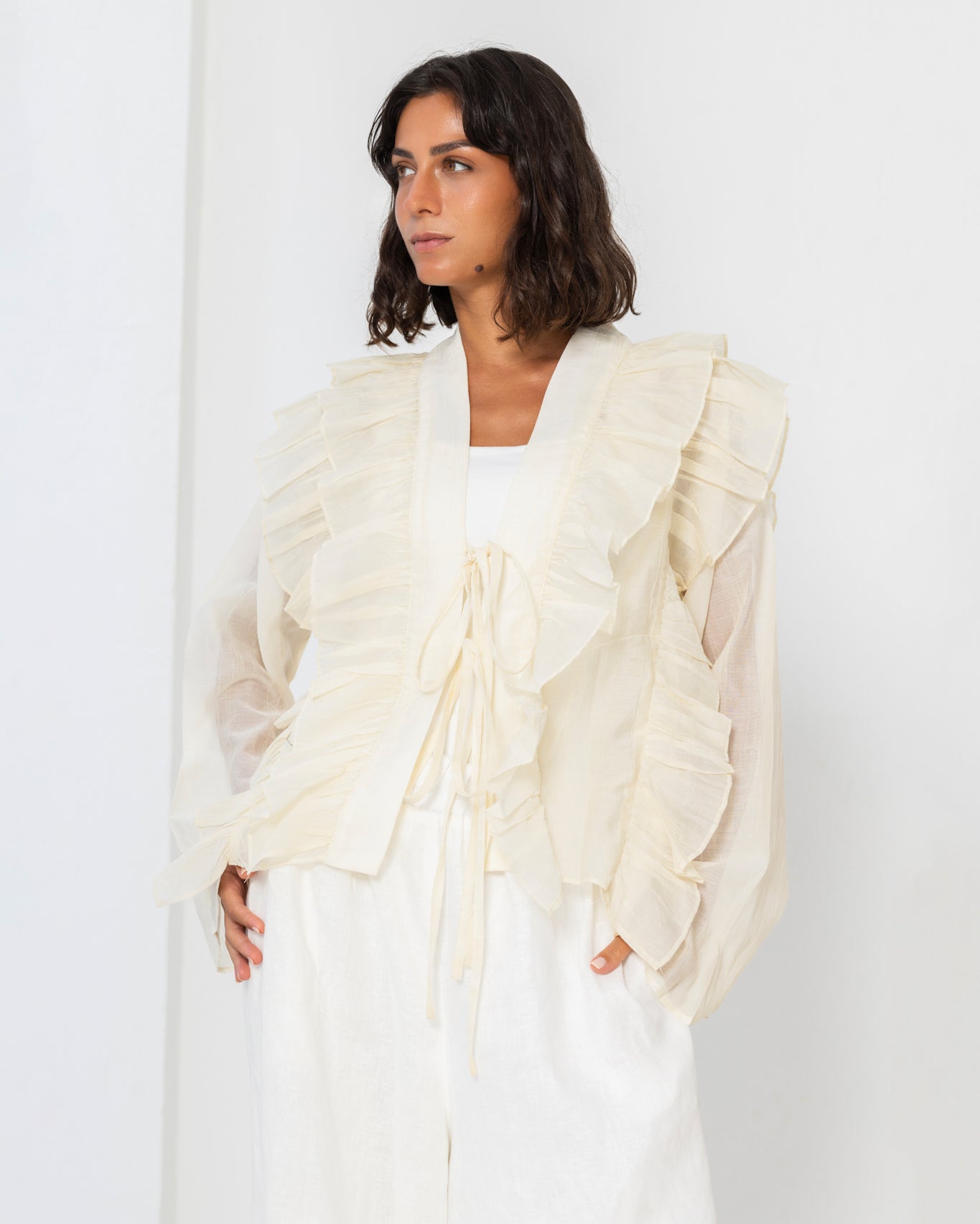 The cream sheer Cardigan